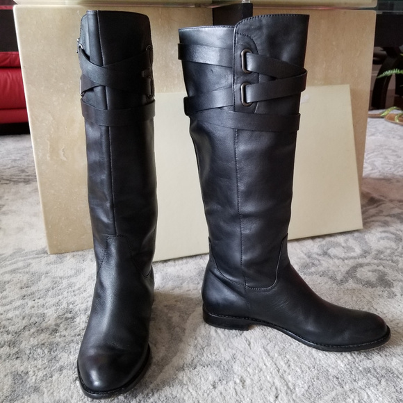 COACH EUC!! CAYDEN KNEE TALL RIDING BOOTS BLACK 7.5 - Picture 2 of 8